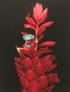 Peinture de grenouille amazonie dendrobate acrylique artiste peintre chris rossi faune sauvage