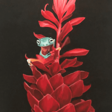 Peinture de grenouille amazonie dendrobate acrylique artiste peintre chris rossi faune sauvage