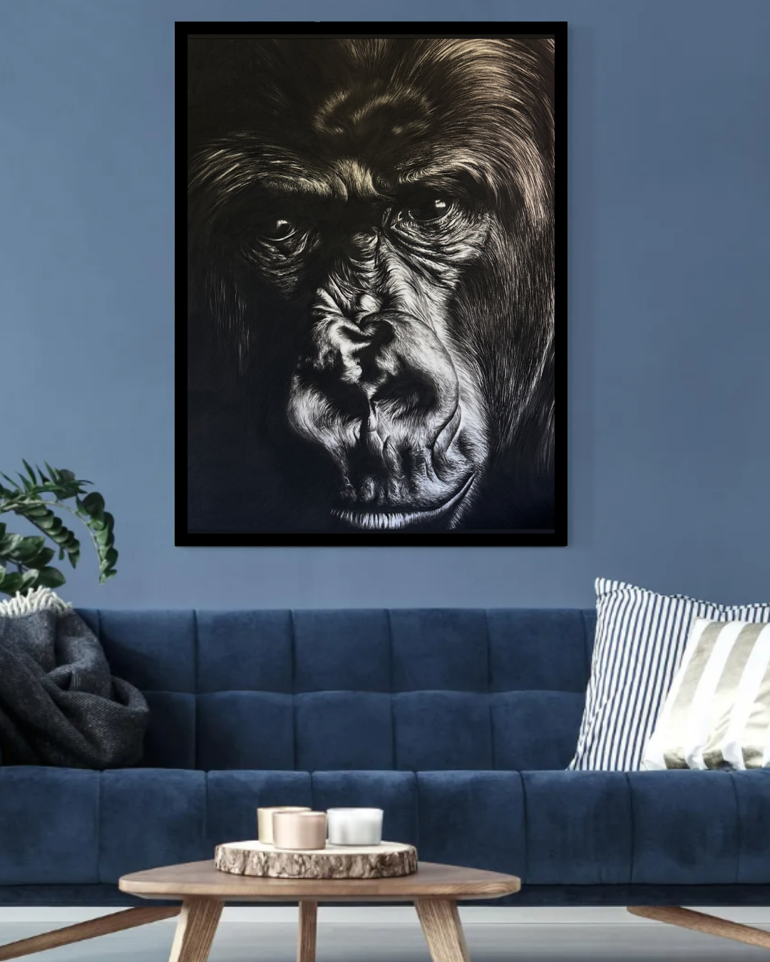 ce qui demeure dessin au fusain hyperréalisme gorille vue d'atelier